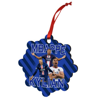 Kylian Mbappé, Christmas ornament snowflake wooden 7.5cm