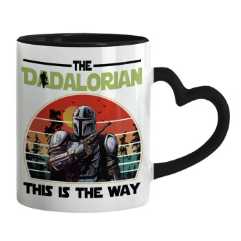 The Dadalorian, Mug heart black handle, ceramic, 330ml