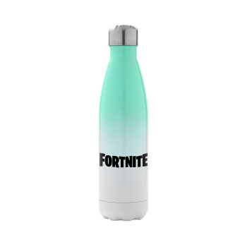 Fortnite landscape, Metal mug thermos Green/White (Stainless steel), double wall, 500ml