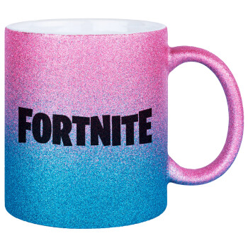 Fortnite landscape, Κούπα Χρυσή/Μπλε Glitter, κεραμική, 330ml