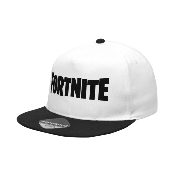 Fortnite landscape, Καπέλο Ενηλίκων Flat Snapback Λευκό/Μαύρο, (100% ΒΑΜΒΑΚΕΡΟ Twill, ΕΝΗΛΙΚΩΝ, UNISEX, ONE SIZE)