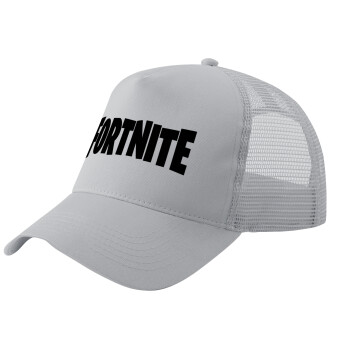 Fortnite landscape, Adult Structured Trucker Hat, with Mesh, GRAY (100% COTTON, ADULT, UNISEX, ONE SIZE)