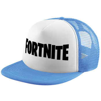 Fortnite landscape, Καπέλο παιδικό Soft Trucker με Δίχτυ ΓΑΛΑΖΙΟ/ΛΕΥΚΟ (POLYESTER, ΠΑΙΔΙΚΟ, ONE SIZE)