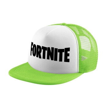 Fortnite landscape, Adult Soft Trucker Hat with Mesh GREEN/WHITE (POLYESTER, ADULT, ONE SIZE)