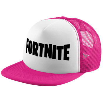 Fortnite landscape, Child's Soft Trucker Hat with Pink/White Mesh (POLYESTER, CHILD, ONE SIZE)