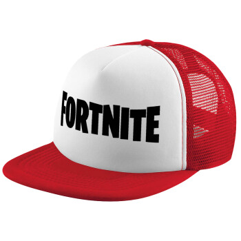 Fortnite landscape, Children's Soft Trucker Hat with Red/White Mesh (POLYESTER, CHILDREN'S, ONE SIZE)