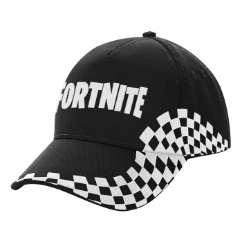 Fortnite landscape, Καπέλο Ενηλίκων Ultimate ΜΑΥΡΟ RACING, (100% ΒΑΜΒΑΚΕΡΟ DRILL, ΕΝΗΛΙΚΩΝ, UNISEX, ONE SIZE)