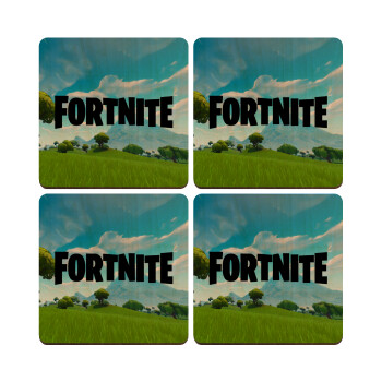 Fortnite landscape, ΣΕΤ x4 Σουβέρ ξύλινα τετράγωνα plywood (9cm)