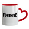 Mug heart red handle, ceramic, 330ml