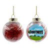 Transparent Christmas tree ball ornament with red filling 8cm