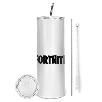 Fortnite landscape, Eco friendly stainless steel tumbler 600ml, with metal straw & cleaning brush