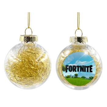 Fortnite landscape, Transparent Christmas tree ball ornament with gold filling 8cm