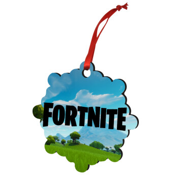 Fortnite landscape, Christmas ornament snowflake wooden 7.5cm