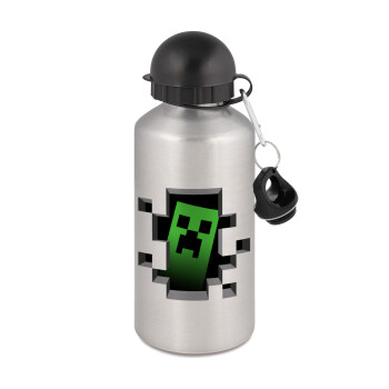 Minecraft creeper, Metallic water jug, Silver, aluminum 500ml