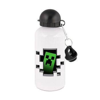 Minecraft creeper, Metal water bottle, White, aluminum 500ml