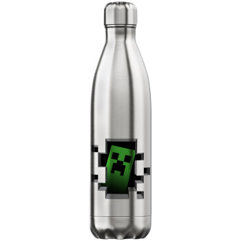 Minecraft creeper, Inox (Stainless steel) hot metal mug, double wall, 750ml