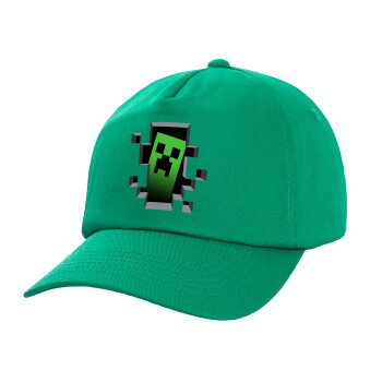 Minecraft creeper, Children's Baseball Cap, 100% Cotton Twill, Green (COTTON, CHILDREN'S, UNISEX, ONE SIZE)