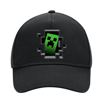 Minecraft creeper, Adult Ultimate Hat BLACK, (100% COTTON DRILL, ADULT, UNISEX, ONE SIZE)