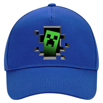 Minecraft creeper, Ultimate Adult Hat BLUE, (100% COTTON DRILL, ADULT, UNISEX, ONE SIZE)