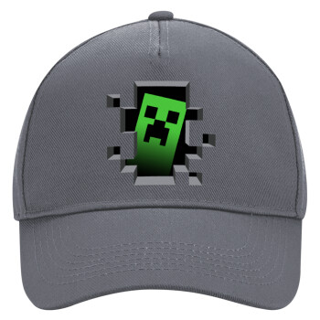 Minecraft creeper, Ultimate Adult Hat Grey, (100% COTTON DRILL, ADULT, UNISEX, ONE SIZE)