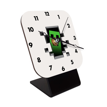 Minecraft creeper, Επιτραπέζιο ρολόι ξύλινο με δείκτες (10cm)