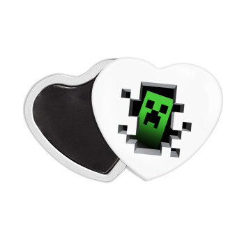 Minecraft creeper, Μαγνητάκι καρδιά (57x52mm)