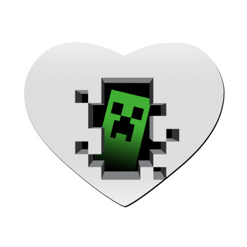 Minecraft creeper, Mousepad heart 23x20cm