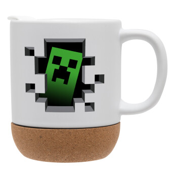 Minecraft creeper, Κούπα, κεραμική με βάση φελού και καπάκι (ΜΑΤ), 330ml (1 τεμάχιο)