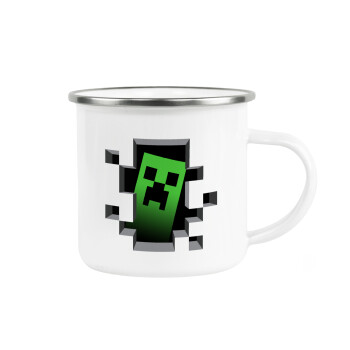 Minecraft creeper, Metallic enamel cup white 360ml