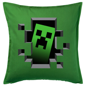 Minecraft creeper, Μαξιλάρι καναπέ Πράσινο 100% βαμβάκι, περιέχεται το γέμισμα (50x50cm)