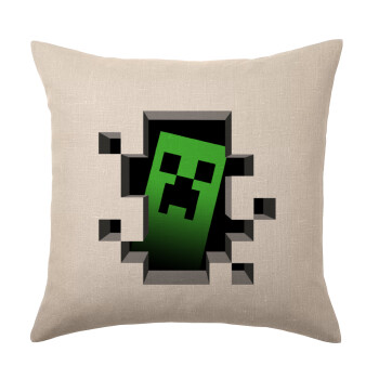 Minecraft creeper, Μαξιλάρι καναπέ ΛΙΝΟ 40x40cm περιέχεται το  γέμισμα