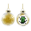 Transparent Christmas tree ball ornament with gold filling 8cm