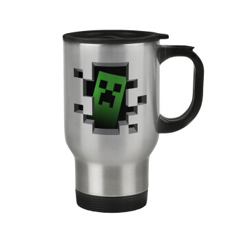 Minecraft creeper, Stainless steel travel mug with lid, double wall 450ml