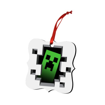 Minecraft creeper, Christmas ornament polygon wooden 7.5cm