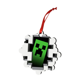 Minecraft creeper, Christmas ornament snowflake wooden 7.5cm