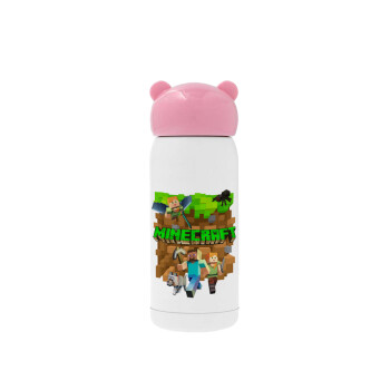 Minecraft characters, Pink stainless steel thermal flask, 320ml