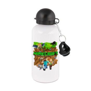 Minecraft characters, Metal water bottle, White, aluminum 500ml