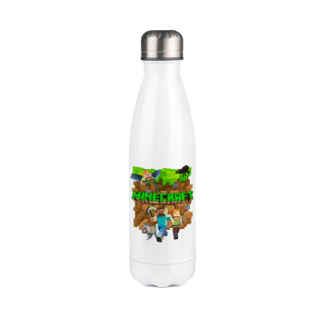 Minecraft characters, Metal mug thermos White (Stainless steel), double wall, 500ml