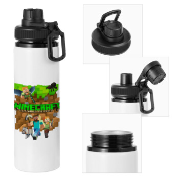 Minecraft characters, Metal water bottle with safety cap, aluminum 850ml