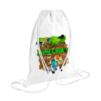 Minecraft characters, Backpack pouch GYMBAG white (28x40cm)