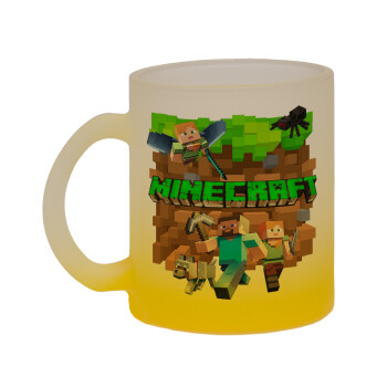 Minecraft characters, Κούπα γυάλινη δίχρωμη με βάση το κίτρινο ματ, 330ml