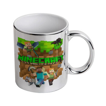 Minecraft characters, Mug ceramic, silver mirror, 330ml