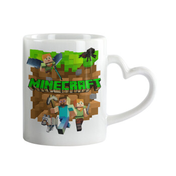 Minecraft characters, Mug heart handle, ceramic, 330ml