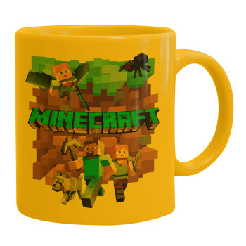 Minecraft characters, Ceramic coffee mug yellow, 330ml