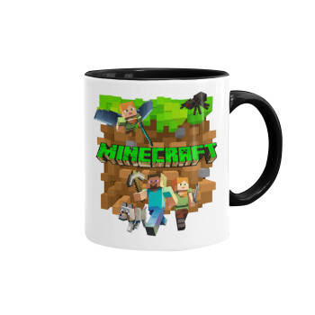 Minecraft characters, Mug colored black, ceramic, 330ml