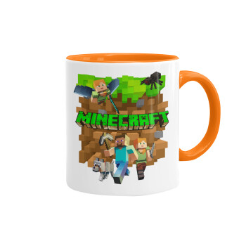Minecraft characters, Mug colored orange, ceramic, 330ml