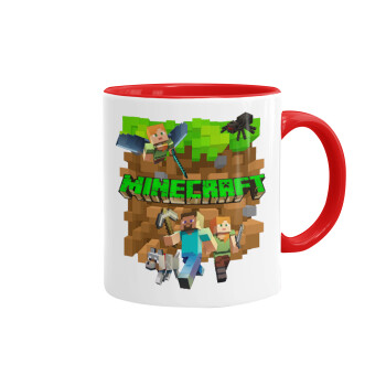 Minecraft characters, Mug colored red, ceramic, 330ml