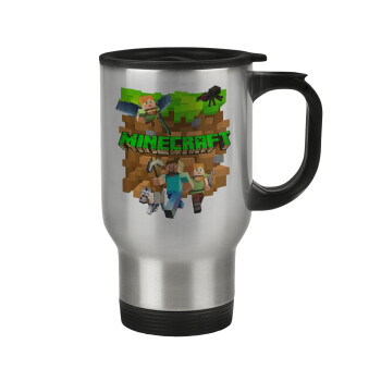 Minecraft characters, Stainless steel travel mug with lid, double wall 450ml