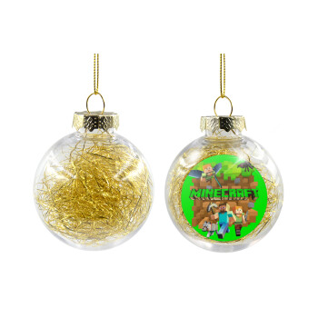 Minecraft characters, Transparent Christmas tree ball ornament with gold filling 8cm