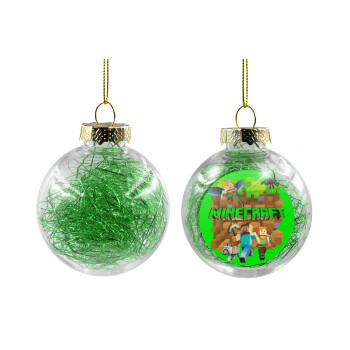 Minecraft characters, Transparent Christmas tree ball ornament with green filling 8cm